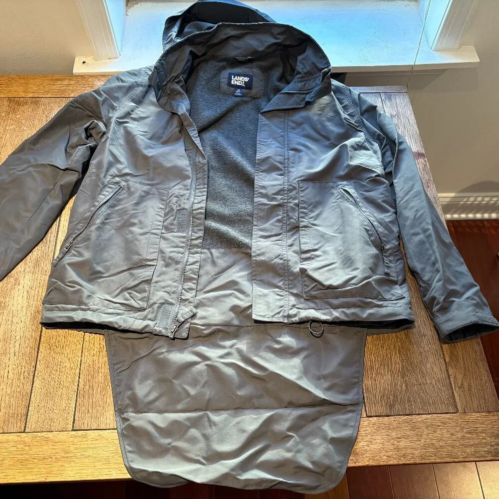Lands End jacket with stowaway hood and seat M gray - Picture 1 of 4